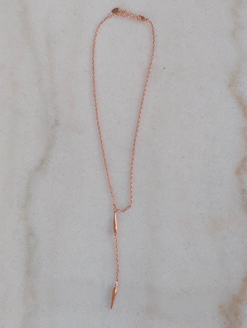 NWT Rose Gold Lariat Necklace with Polished Drop